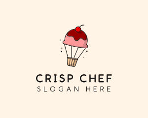 Cupcake Hot Air Balloon  logo design