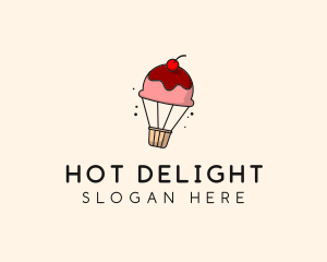 Cupcake Hot Air Balloon  logo design