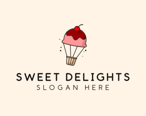 Cupcake Hot Air Balloon  logo design