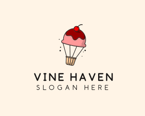 Cupcake Hot Air Balloon  logo design