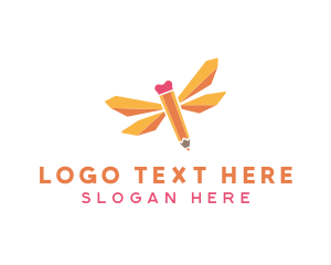 School - Dragonfly Pencil Learning logo design
