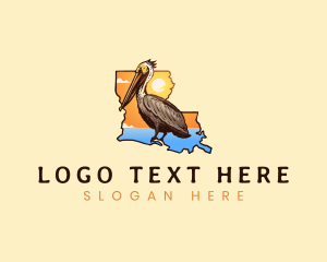 Map - Pelican Bird Louisiana logo design