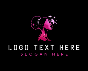 Afro - Afro Woman Butterfly logo design