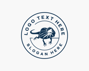 Thylacine - Wild Frilled Lizard Animal logo design