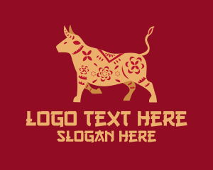 Lantern Festival - Decorative Ox Zodiac logo design