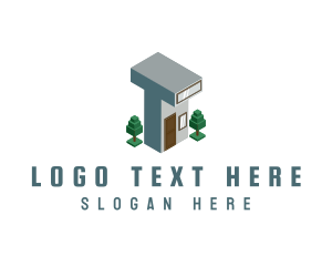 3d - Modern Building Letter T logo design
