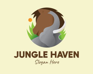 Elephant & Horse Wildlife logo design