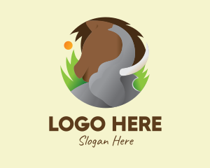 Snow Leopard - Elephant & Horse Wildlife logo design