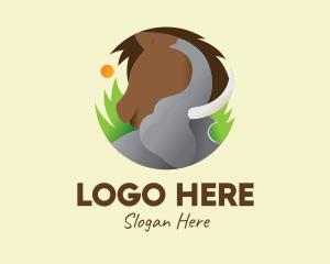 Elephant & Horse Wildlife logo design