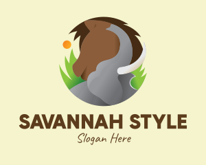 Savannah - Elephant & Horse Wildlife logo design