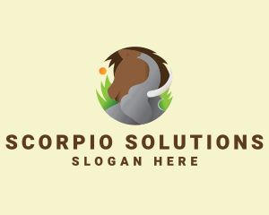 Elephant & Horse Wildlife logo design