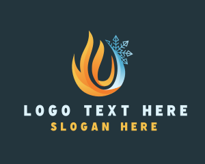 Heating And Cooling - Industrial Snowflake Fire logo design