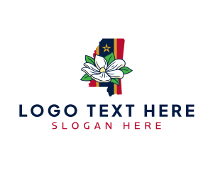 Map - Mississippi Magnolia Flower logo design