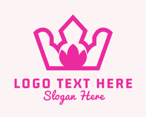 Crown - Pink Lotus Crown logo design