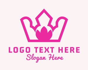 Pink Crown - Pink Lotus Crown logo design