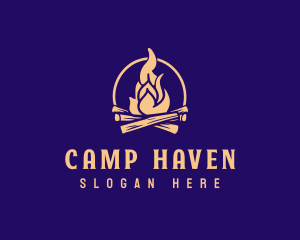 Camp Bonfire Flame logo design