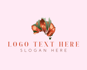 Map - Australia Kangaroo Paw Flower logo design