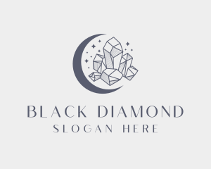 Moon Crystal Gemstone logo design