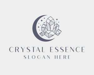 Moon Crystal Gemstone logo design