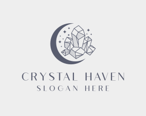 Crystals - Moon Crystal Gemstone logo design
