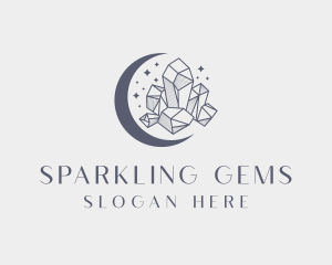 Moon Crystal Gemstone logo design