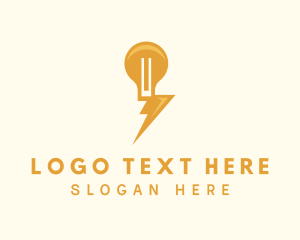 Electricity - Thunder Light Bulb logo design