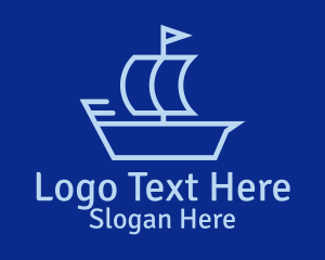 Monoline - Minimalist Blue Sailboat logo design