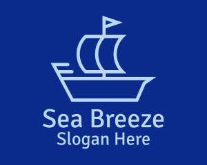 Minimalist Blue Sailboat  logo design