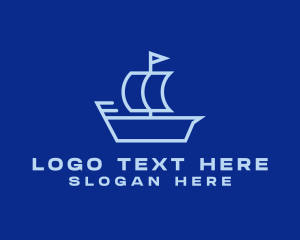 Sailboat - Minimalist Blue Sailboat logo design