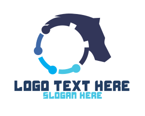 Blue Circle - Blue Tech Horse logo design