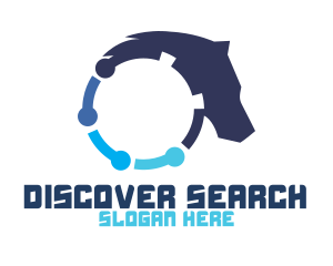 Blue Tech Horse logo design