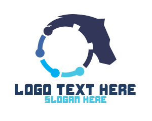 Blue Tech Horse Logo