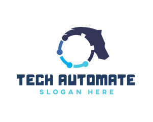 Blue Tech Horse logo design