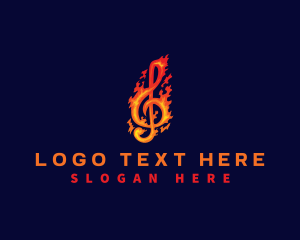 Vocals - Fire Music Clef logo design