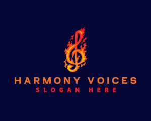 Choir - Fire Music Clef logo design