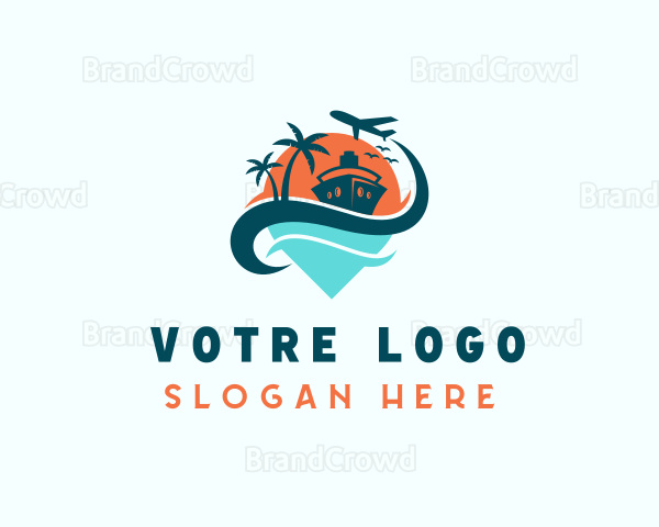 Tropical Cruise Ship Vacation Logo