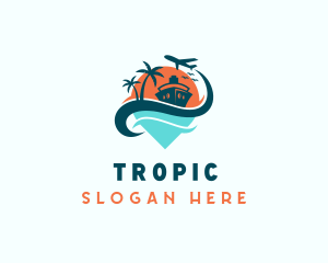 Tropical Cruise Ship Vacation logo design