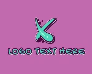Green And Pink - Modern Graffiti Letter X logo design