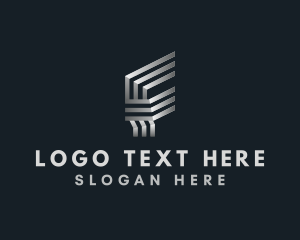 Construction - Industrial Metal Stripes Letter F logo design