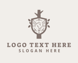 Brown Circle - Wood Shield Carpenter logo design