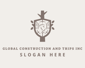 Tradesperson - Wood Shield Carpenter logo design