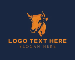 Cow - Bull Horn Farming logo design