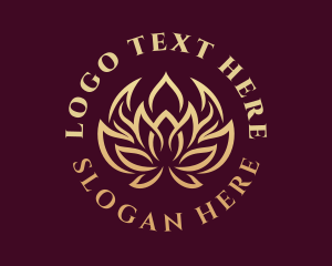 Massage - Golden Wellness Lotus logo design