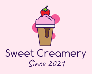 Strawberry Ice Cream logo design