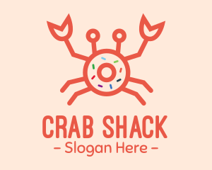 Crab - Orange Crab Donut logo design