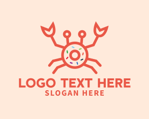 Crab - Orange Crab Donut logo design