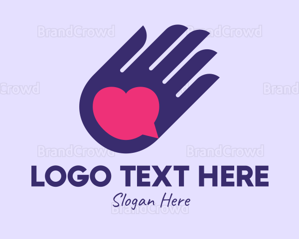 Heart Message Hand Logo