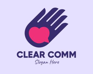 Message - Heart Message Hand logo design