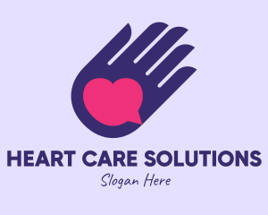 Heart Message Hand  logo design