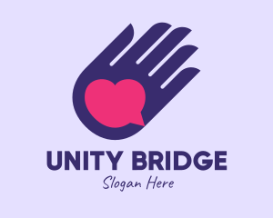 Inclusion - Heart Message Hand logo design